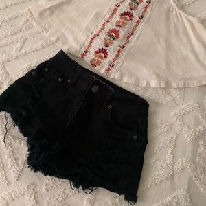 American Eagle Black High-Waisted Jean Shorts